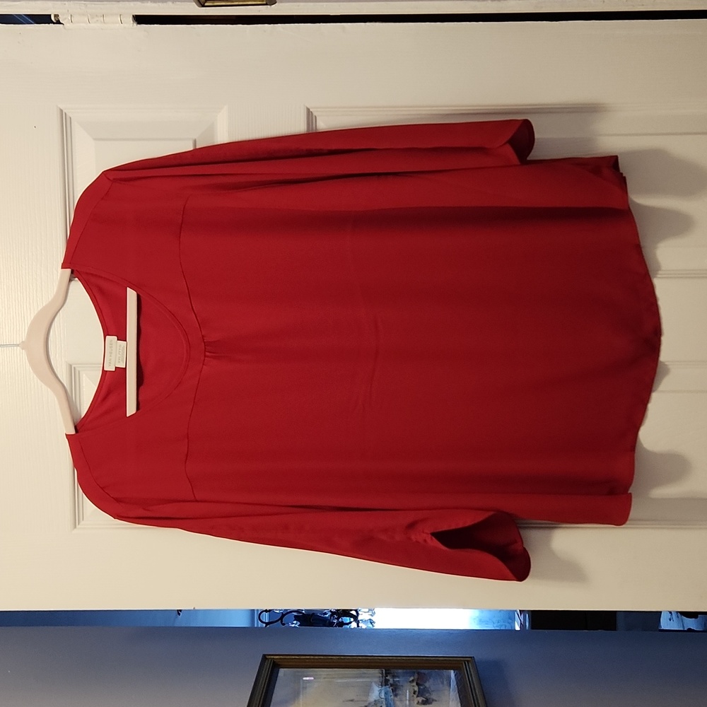 Van Heusen red sheer blouse